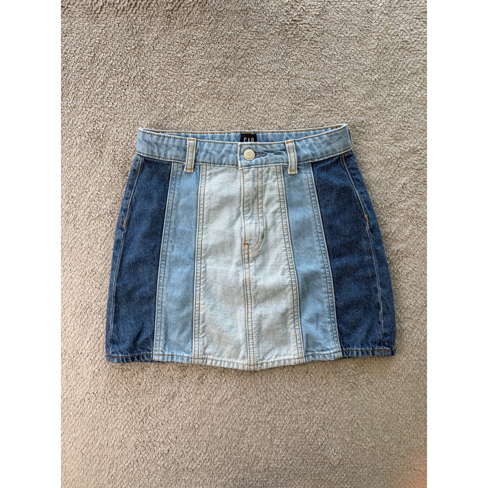 Gap Denim Skirt Girls 10 Blue Colorblock Patchwork Mini Skirt